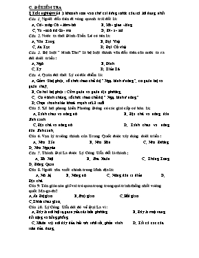 Đề kiểm tra một tiết Lịch sử lớp 7 (Có đáp án)